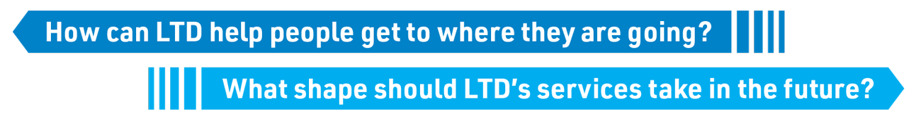 How can LTD help peopel get ot where they are going? What shape should LTD's services take in the future?