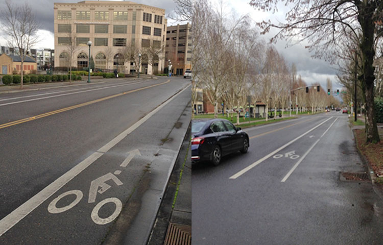 Standard bike lane (2 lane road)