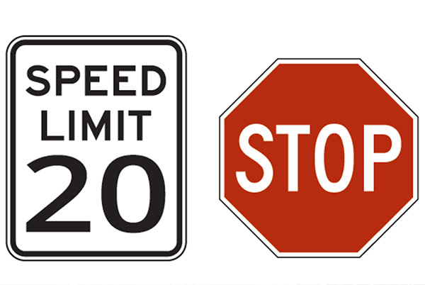 Stop signs and reduced speeds example
