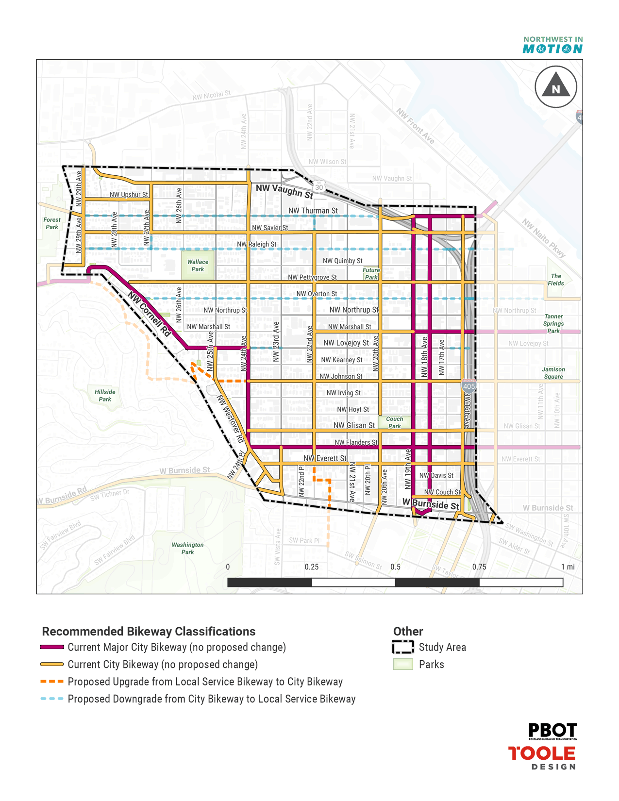 Map: Bikeway classified streets.