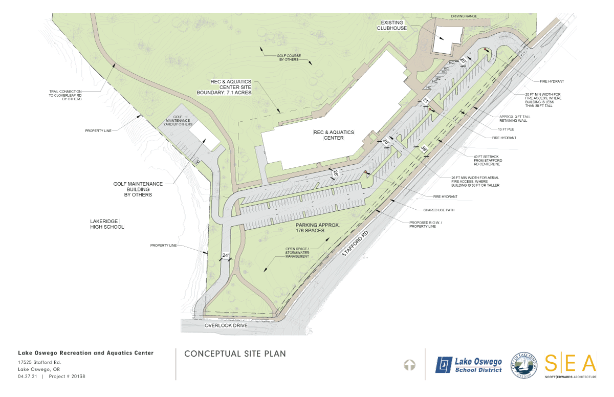 Site Plan | A bird's eye view diagram of the proposed site for the new recreation center.