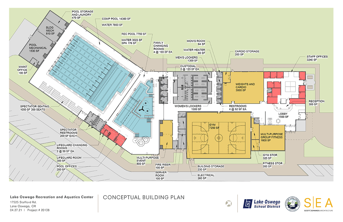Draft Building Design | A blueprint showing a version of the interior layout for the recreation center