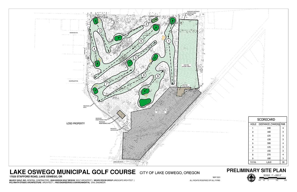 Golf Course | A bird's eye view diagram of the proposed golf 9-hole golf course.