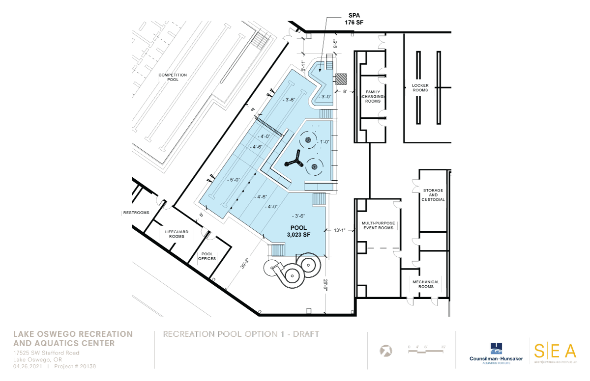 Rec Pool Option 1 | Blueprint depicting one option for the recreational pool.