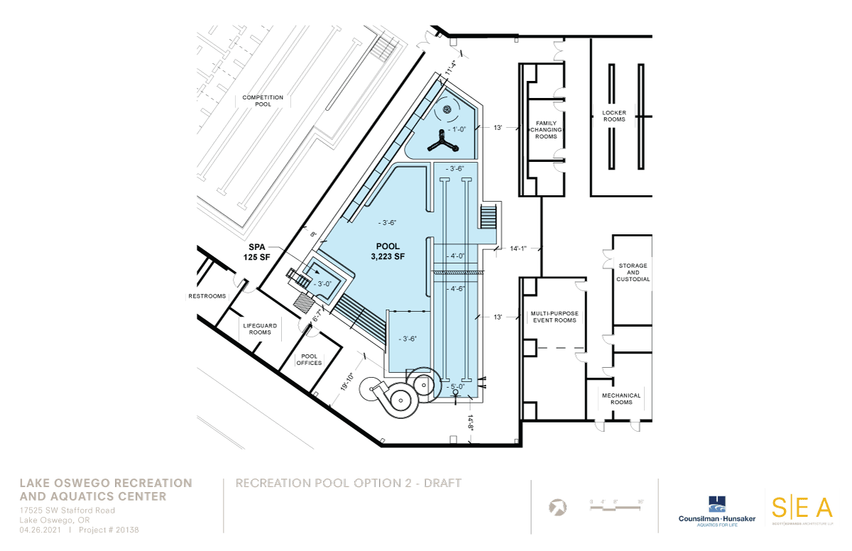 Rec Pool Option 2 | Blueprint depicting one option for the recreational pool.