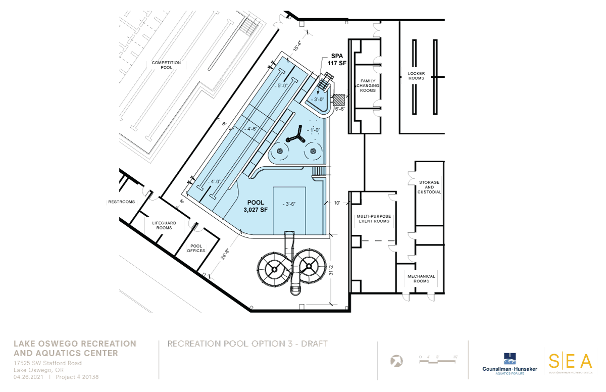 Rec Pool Option 3 | Blueprint depicting one option for the recreational pool.