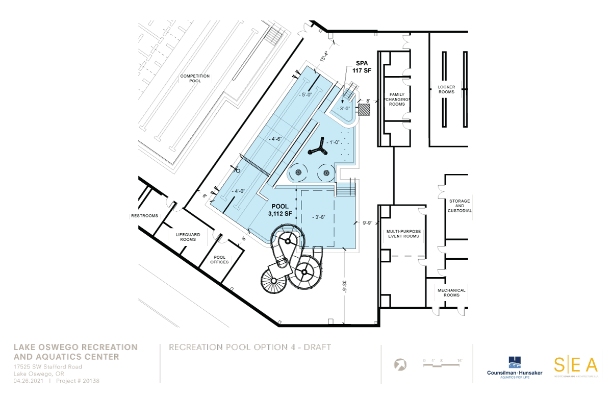 Rec Pool Option 4 | Blueprint depicting one option for the recreational pool.