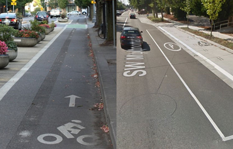 One-way protected bike lane