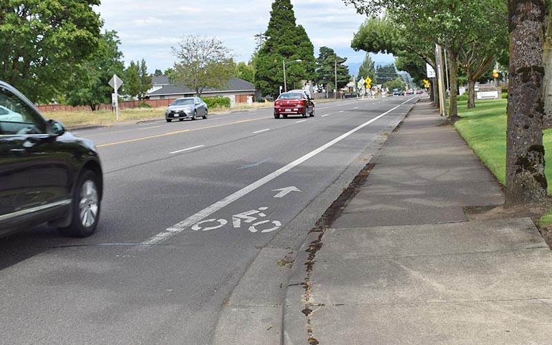 Photo of a conventional bike lane.