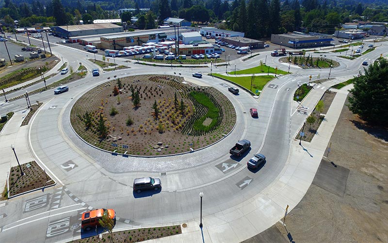 Photo of a roundabout on Franklin Blvd.