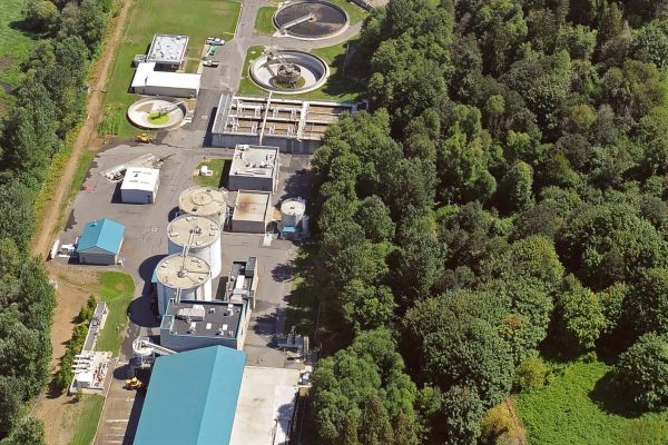 Salmon Creet Treatment Plant aerial photograph.}